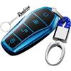 Rondrive Custodia per chiave auto in TPU con portachiavi, adatta per BYD Seal U DM-i Song Plus EV Sealion 7 Atto 2 Atto 2 DM-i Shark 6 Dolphin 2024-2026, accessorio A, blu