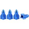 Yaruijia, 4 x tappo per valvola Schrader, a forma di razzo, per alta pressione, per valvola auto e bici, tappi antipolvere CNC in alluminio, colore blu