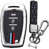KUNIO Keyless - Custodia portachiavi per SsangYong Tivoli Rexton Korando C Kyron 2 Sanka Actyon in lega di zinco per chiave auto, 3 tasti, tipo B, argento B