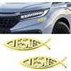 Wuyaoyao 2 adesivi 3D a forma di pesce Gesù, in metallo, emblema cristiano, per auto, decorazione per finestre, paraurti, laptop, accessori per auto (dorato)
