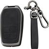 KUNIO Custodia per chiave auto, adatta per Toyota Yaris Cross Yaris Hybrid Rav4 Aygo GR 2020 2021 2022 2023, in lega + pelle protettiva portachiavi a 2 tasti A nero