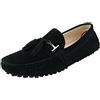 LITNERMIA - Mocassini da barca da uomo, in pelle scamosciata, stile casual, con nappe, Nero (Nero ), 43.5 EU