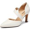 DREAM PAIRS Décolleté Classici con Tacco Alto da Donna con Cinturino sul Collo del Piede per Il Lavoro Matrimonio Ballo,Size 41.5,Bianco-Pu,SDPU2350W