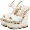FhiHUEpr Sandali con Zeppa Ultra Alta da Donna - Tacchi Alti 16 cm per Pole Dance, Night Club, Festa di Matrimonio, passerella,Bianca,39 EU