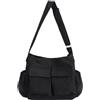 VODIU Borsa a tracolla in tela grande Hobo per donne, uomini, borse a tracolla con tasca per computer portatile, Nero-1, Large