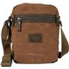 Avirex Wild Borsa a Tracolla Uomo in Canvas Spalmato Idrorepellente con Dettagli in Ecopelle, 2 Scomparti con Zip, Crossbody Bag Media 26x21x7 cm, WLD03 (Dark Beige)