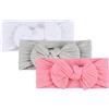 Aolso Fasce per capello in nylon per neonate, fiocchi per bambine, accessori per capello per bambini, rosa/grigio/bianco, 18 x 9 cm, confezione da 1