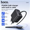 HOCO Caricabatterie Rapido HOCO GaN 45W per iPhone 17/16 Pro Max, Adattatore EU con Cavo USB-C a Ricarica Veloce da 2M per Samsung S23 S24 S25