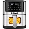NONE Friggitrice ad aria 6L / 8L Senza olio 1500W Forno di grande capacità Friggitrici ad aria sana con 10 programmi preimpostati, Finestra di cottura visibile, Cestino antiaderente, Libro di ricette
