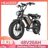 NONE HEADEER BK20 E-Bike 20"×4.0" Pneumatici Larghi Sospensione Completa Motore 750W Batteria 48V20AH Freni a Disco Doppi Velocità Massima 50km/h Bicicletta Elettrica da Montagna