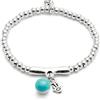 Uno de 50 Bracciale perline placcate in argento sterling e turchese, vetro di Murano e mano di Fatima