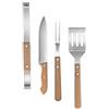 Luxshiny Set con Manici in Legno 4 Pezzi Utensili per Barbecue in Acciaio Inox Facili da Usare e Maneggevoli per Barbecue e Picnic