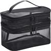 Lancry Beauty case trasparente con scomparti, grande, trasparente, per articoli da toeletta da viaggio, con cerniera, per donne e uomini, Nero , casual