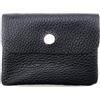 Lemasi Mini portafoglio in pelle, made in Italy, vera pelle bovina, compatto, 11 x 8,5 cm, leggero 50 g, 3 scomparti, bottone automatico, per uomo e donna, portamonete, Blu scuro, S, Minimalista