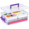 Iris USA Grandi contenitori in plastica trasparente con fibbie sicure e manico portatile, 5,7 l, 6 pezzi, organizer per cancelleria, artigianato, giocattoli, bellezza e