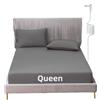 JIUMIWA Grounding Sheet Queen Size with 15ft Cord, 90% Organic Cotton + 10% Silver Fiber, Conductive Earthing Bed Sheets for Better Sleep and Wellness (Gray, Queen - 60x80x13)