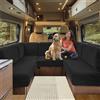 SHUOJIA Fodere per Cuscino per Camper, Jacquard Elasticizzato Copricuscino per Divanolavabili, Coprisedili per Divano, per Carovana RV Roulotte Auto Panca (Black,W 100-125cm, D 45-65cm)