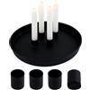 Joxessaien Vassoio magnetico per candele, nero, Ø 23 cm, rotondo, in metallo, con 4 portacandele magnetiche, moderno candelabro per Avvento, Natale e decorazione da tavolo