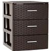 Acan Tradineur - Cassettiera Rin Rattan con 3 cassetti, 46,5 x 36,5 x 36,5 cm in plastica effetto vimini. Torre di stoccaggio multiuso - marrone wengé