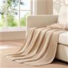 Topfinel Coperta in Mussola di Cotone 135x200 cm,Copriletto Leggero Morbido e Traspirante,Plaid Estivo per Letto e Divano, Adatto Adulti e Bambini, Beige
