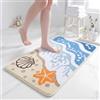 TESGADGETS Tappeti da Bagno, Tappeto Bagno Stile costiero con Onde oceaniche, Design Stella Marina Conchiglia Spiaggia, Morbido Tappeto in Microfibra, Antiscivolo Lavabile per Bagno