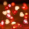 Sunshine smile Ghirlanda di luci a forma di cuore, 2 m, 20 LED per San Valentino, catena luminosa a forma di cuore, decorazione di San Valentino, catena luminosa per esterni, batteria