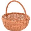 Aqbau Cesto rotondo in vimini con manico, intrecciato, naturale, diametro 28 cm, altezza 16 cm, per frutta, shopping, regali, cucina, picnic e decorazione