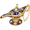 INHEMING Aladdin Genie Lampada, Lampada Magica di Aladino,Lampada Leggenda Vuota Intagliata in Metallo, Aladdin Magic Genie Light Wishing Pot Decor - 12 x 4 x 6,3 cm,Blu