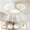 YYSWSAKY Ventilatore da Soffitto con Luce, 40CM Piccoli Lampadario con Ventilatore da Soffitto, Pale a Scomparsa, Base E27, 4 Velocità, Silenziosa, Telecomando, per Soggiorno Lamera da Letto (A)