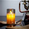 Lonkenn Candele LED, Flickering Flameless Candele, Candele LED a Ricaricabile con Glass, Candele con Telecomando, Realizzato in Vera Paraffina, Funzione Timer 24 Ore per Decorazione,Festa, Vacanze-10cm Grigio