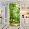 ZQMHCY Adesivi per Porte Interne Alberi Verdi Della Foresta - PVC Autoadesivi Rimovibili per Casa, Bagno, Arredamento - 77x200cm