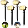 PATIOPIA Faretti solari da giardino e esterni, 63 LED, a energia solare, 3 modalità, impermeabilità IP65, per cortile, sentieri, terrazze e vialetti (bianco caldo, 4 pezzi)