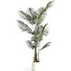 ZKIODV Palma Artificiale 180 cm, Grandi Piante Finte da Interno, Palma Pianta Alta con Vaso Bianco, Piante Artificiali Decor Realistica per Casa Ufficio Hotel, 13 Foglie, Tronco Naturale, Fake Palm
