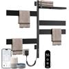 SKYLYZH Scaldasalviette Elettrico Bagno, Rotazione di 180° Termoarredo Elettrico Bagno, 450×770mm, 120W, WiFi Nero Scalda Salviette da Bagno Elettrico, per Alexa e Google Home e APP-G69 WiFi Black
