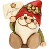 THUN, Gnomo Oliver con Scritta Auguri in Ceramica di Alta Qualità, Collezione Natale, Statuine da Collezione, Idea Regalo per Natale, 10,4 x 7,7 x 10,9 cm