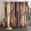 Xiaoterna Tenda da doccia vintage in legno Tenda da bagno impermeabile con texture in legno antico marrone Retrò Stile country occidentale Decorazione rustico 120x200cm