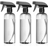 HAOCHEN Set da 3 Flacone Spray Acqua di Plastica, 500 Ml Spray Bottles Spruzzino Nebulizzatore, Bottiglietta Spray Riutilizzabile, per Parrucchieri, Giardino, Casa (Nero trasparente)