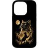 Feline Lunar Visions Custodia per iPhone 14 Pro Gatto verde luminoso che ulula foresta della luna