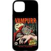 Vintage Horror Cat Comic Co. Custodia per iPhone 15 Plus Vampurr morde di nuovo questa volta il suo gatto purrsonal Halloween