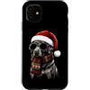 Cool Christmas Xmas Cute Funny Shades Gi Custodia per iPhone 11 Labrador Retriever Lab Dog Santa Hat Plaid Sciarpa Occhiali da Sole