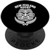 New Zealand Rugby Maori Inspired Kiwi Ha Felce argentata con tatuaggio Maori Moko del rugby neozelandese con faccia da guerriero PopSockets PopGrip Adesivo
