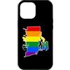 Rhode Island Map USA State Rainbow Pride Custodia per iPhone 12 Pro Max Rhode Island Mappa USA Stato Arcobaleno Flag Orgoglio