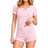 WKTRSM Pigiama Donna Estivo Pigiama Corto Donna Pigiami 2 Pezzi con Pantaloncini Pigiami Casual da Casa Traspirante e Confortevole Taglie S-XL