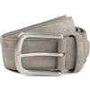 Suitable Cintura in pelle scamosciata - Cintura in pelle piena larghezza 4 cm - Cintura uomo jeans, tortora, beige, 95 cm