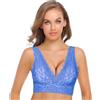 SHEKINI Bralette - Reggiseno da donna in pizzo senza ferretto, con imbottitura rimovibile, scollo a V, sexy, in pizzo, Azzurro, 6023 EU, M