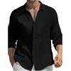 BELLIDONNA Uomo Camicia a Nido d'Ape Manica Lunga Henley Shirt Risvolto Casual Hawaii in Tinta Unita con Tasche Traspirante Maglietta T-Shirt da Uomo per Interni Spiaggia Hippie per Mare Vacanza,Ufficio