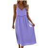 Generico Vestito Donna Estivo Cotone Abito Lungo Scollo a V Casual Vestiti Senza Maniche Abiti Lunghi Cotton Comodo Da Spiaggia Tinta Unita Morbido e Traspiranti Mare E Vacanze Estive Spiaggia Tutte Occasioni