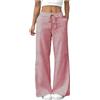 Generic Pantaloni a palazzo da donna in lino a righe con elastico in vita, pantaloni estivi larghi a gamba dritta con coulisse pantaloni casual larghi per vacanze traspiranti lounge spiaggia pantaloni con