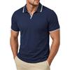 Elainone Polo Uomo Manica Corta con Scollo a Y Senza Bottoni | 65% cotone e 35% poliestere, vestibilità regular, stile smart casual per ufficio, tempo libero e viaggio