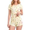 WKTRSM Pigiama Donna Estivo Pigiama Corto Donna Pigiami 2 Pezzi con Pantaloncini Pigiami Casual da Casa Traspirante e Confortevole Taglie S-XL